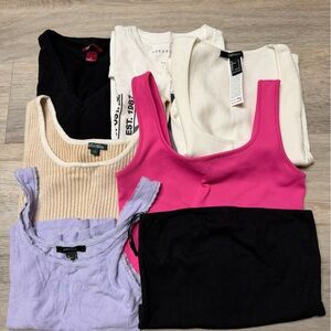 Assorted Women’s Small SummerTank & Crop Top Mix Hot Pink,Black,Cream,Lilac, Tan